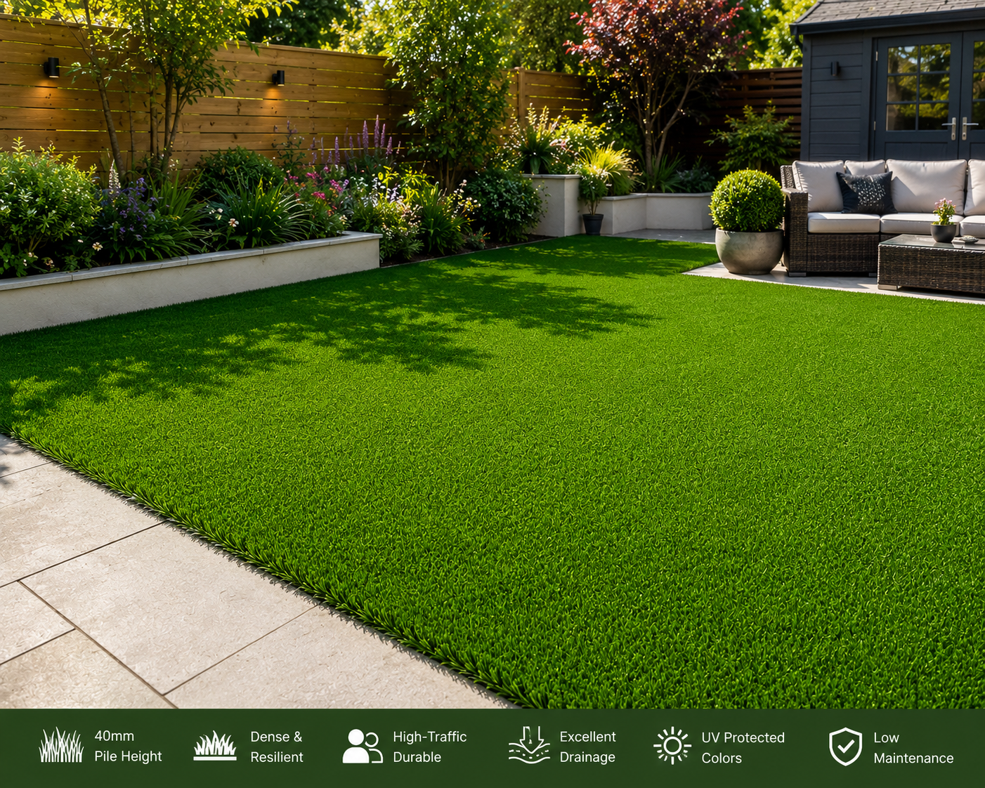 40mm Dense Pile Artificial Grass